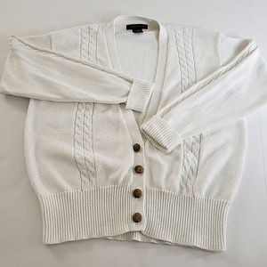 Yarnworks 100% Cotton Cableknit Cardigan Sweater Small